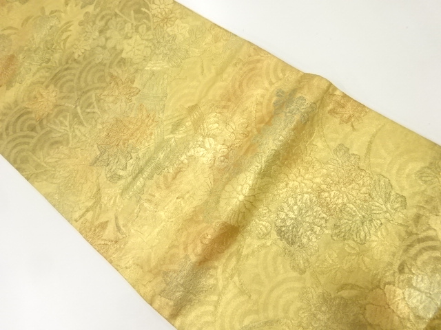 アンティーク　秋草模様織り出し袋帯(材料)